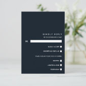 シックミニマルダークブルー RSVPの食事の選択 出欠カード (スタンド正面)