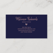 シックミニマルネイビーフェイクル銅箔ハート 名刺 (裏面)