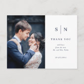 シックミニマルネイビー | 写真結婚の感謝 ポストカード (正面)