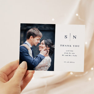 シックミニマルネイビー 写真結婚の感謝 ポストカード