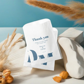 シックミニマルパステルブルー結婚式の引き出物バッグ フェイバーバッグ