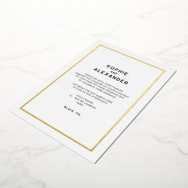 シックミニマルパフランスのリ縁どス結婚の 箔招待状