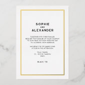 シックミニマルパフランスのリ縁どス結婚の 箔招待状 (正面)