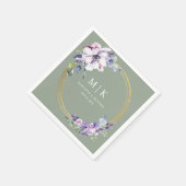 シックミニマルパープル金ゴールドセージ緑 | ウェディング スタンダードカクテルナプキン (角)