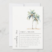 シックミニマルパームツリーズトロピカルリハーサルディナー 招待状 (正面)