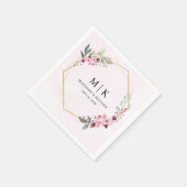 シックミニマルピンクフローラ | ウェディング スタンダードカクテルナプキン (角)