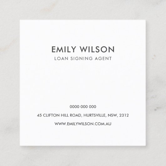 シックミニマルピンク赤面羽毛NIBインポット公証人 スクエア名刺 (裏面)