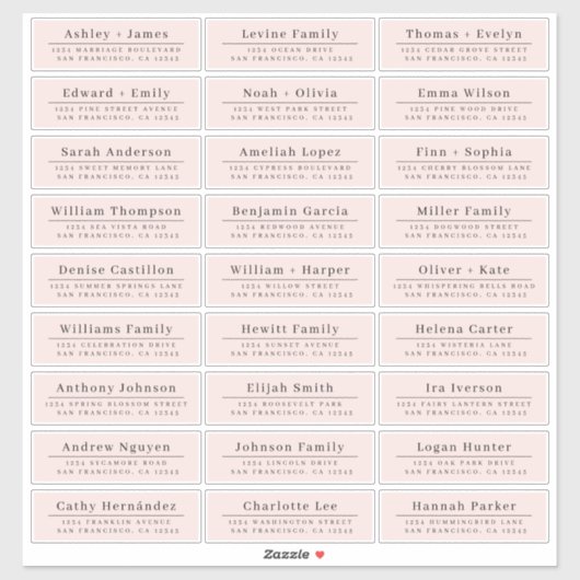 シックミニマルピ結婚ックスゲスト住所 シール (シート)