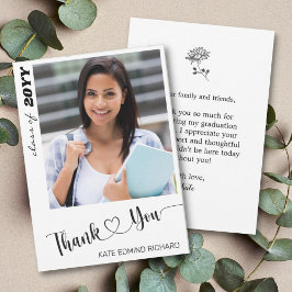 シックミニマルフォトスエレガントクリプトハート サンキューカード