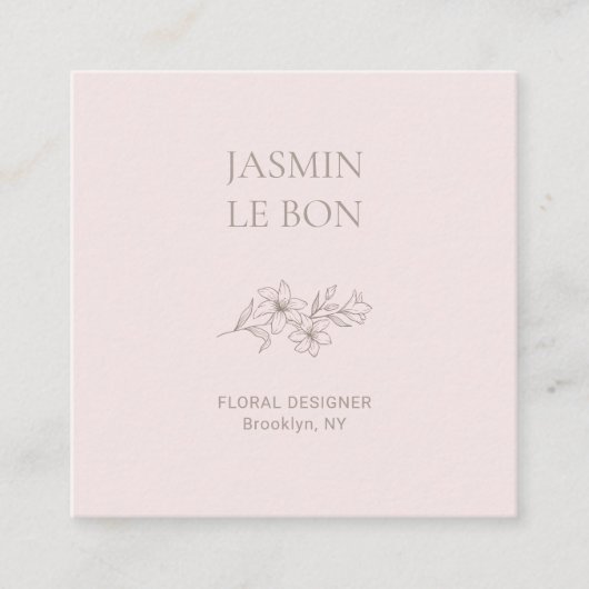 シックミニマルフローラピンクスクウェア スクエア名刺 (正面)