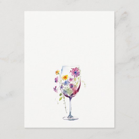 シックミニマルフローラワイングラス結婚ズ詳細 エンクロージャーカード (裏面)