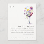 シックミニマルフローラワイングラス結婚ズ詳細 エンクロージャーカード (正面)