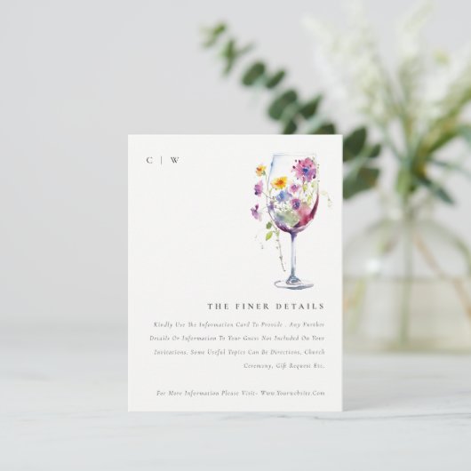 シックミニマルフローラワイングラス結婚ズ詳細 エンクロージャーカード (スタンド正面)