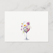 シックミニマルフローラワイングラス結婚式レセプション エンクロージャーカード (裏面)