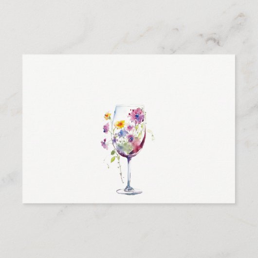 シックミニマルフローラワイングラス結婚式レセプション エンクロージャーカード (裏面)