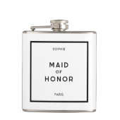 シックミニマルブフランスのラック&ホワイトメイド・オブ・オーナー(花嫁付き添い人) フラスク (正面)