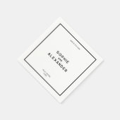 シックミニマルブフランスのラック&ホワイト結婚ズ スタンダードカクテルナプキン (角)