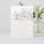 シックミニマルブラウンフローラスケッチウェディングレセプション エンクロージャーカード (スタンド正面)