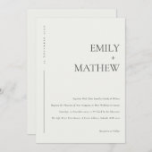 シックミニマルブラックアイボリーホワイトタイポグラフィ結婚ズ 招待状 (正面/裏面)