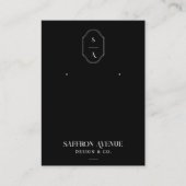 シックミニマルブラックカスタムモノグラムイヤリングディスプレイ 名刺 (正面)