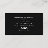シックミニマルブラックグリッタープロフェッショナル 名刺 (裏面)