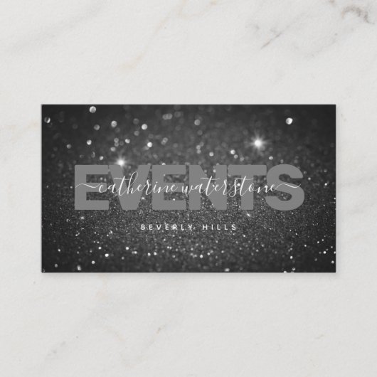 シックミニマルブラックグリッタープロフェッショナル 名刺 (正面)