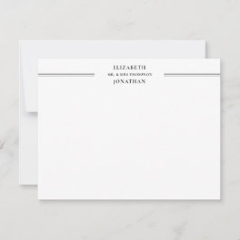 シックミニマルブラックグレーラインカップル ノートカード