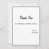 シックミニマルブラック&ホワイトエレガント誕生日 サンキューカード (正面)