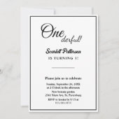 シックミニマルブラック&ホワイトエレガント誕生日 招待状 (正面)