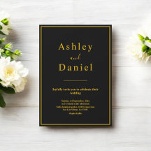 シックミニマルブラック&金ゴールドエレガントラグジュアリー結婚ズ