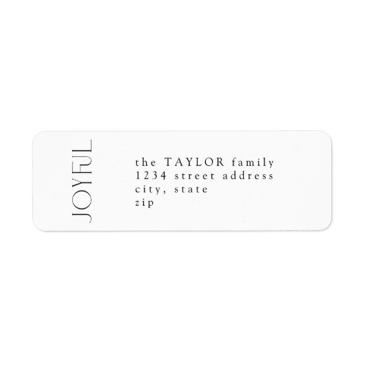 シックミニマルブラックJoyful Christmas差出人住所 ラベル (正面)