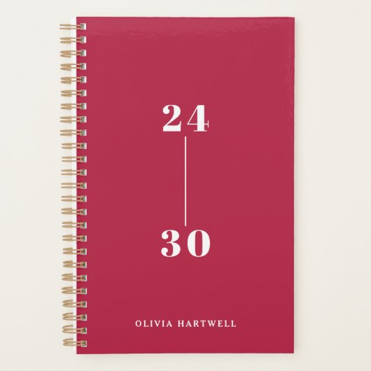 シックミニマルブリックレッドタイポグラフィウィークリー毎月 プランナー手帳 (正面)