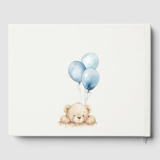 シックミニマルブルービーリー待ちバルーンベイビーシャワー ゲストブック (裏面)