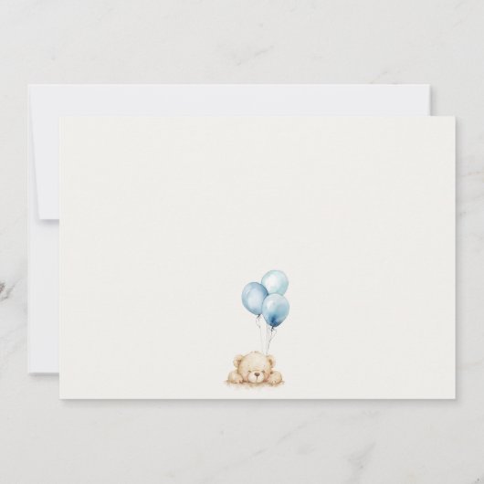 シックミニマルブルービーリー待ちバルーンベイビーシャワー ノートカード (裏面)