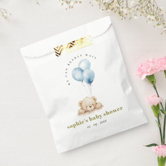 シックミニマルブルービーリー待ちバルーンベイビーシャワー フェイバーバッグ (封をした状態)