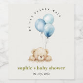 シックミニマルブルービーリー待ちバルーンベイビーシャワー ワインラベル (シングルラベル)