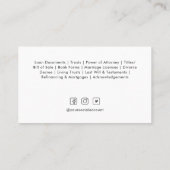 シックミニマルプロフェッショナル写真公証人サービス 名刺 (裏面)