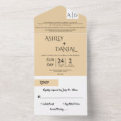 シックミニマルベージュホワイトエレガモダンントウェディング オールインワン招待状 (内側)