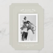 シックミニマルベージュホワイトフレームクリスマスフォトカード シーズンカード (正面/裏面)