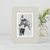 シックミニマルベージュホワイトフレームクリスマスフォトカード シーズンカード (スタンド正面)