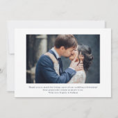 シックミニマルホワイトとネイビー2枚の写真結婚 サンキューカード (裏面)