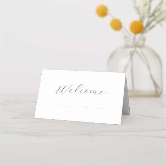 シックミニマルホワイトスク結婚リプトの表 プレイスカード (正面)