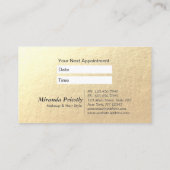 シックミニマルホワイト金ゴールドエンボスカスタム文字ロゴ 予約カード (裏面)