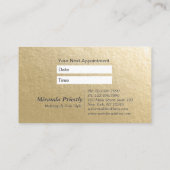 シックミニマルホワイト金ゴールドエンボス文字美容師 予約カード (裏面)