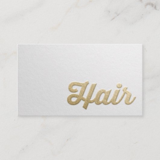 シックミニマルホワイト金ゴールドエンボス文字美容師 予約カード (正面)