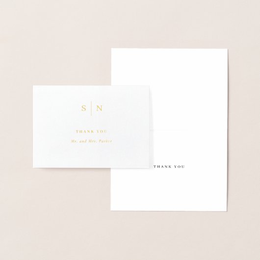 シックミニマルモノグラムゴールドフォイルサンキューカード 箔カード (ディスプレー)