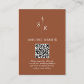 シックミニマルリーフモノグラム結婚のウェブサイトQRコード エンクロージャーカード (正面)