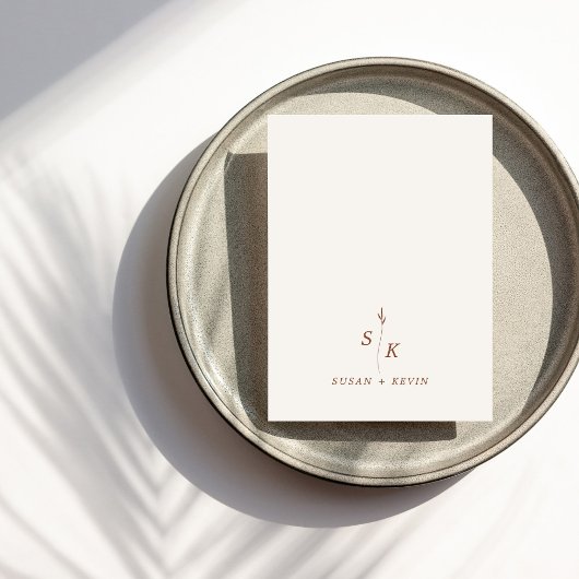 シックミニマルリーフモノグラム結婚のウェブサイトQRコード エンクロージャーカード