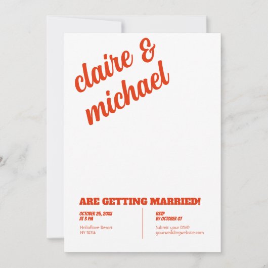 シックミニマルレトロ結婚式招待状 招待状 (正面)