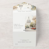 シックミニマルワシントンDC、米国ウォーター結婚カラー オールインワン招待状 (外側)